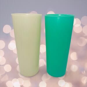 5 Vintage Tupperware 16 oz Tall Tumblers #107 Pastel Green Blue Yellow Orange